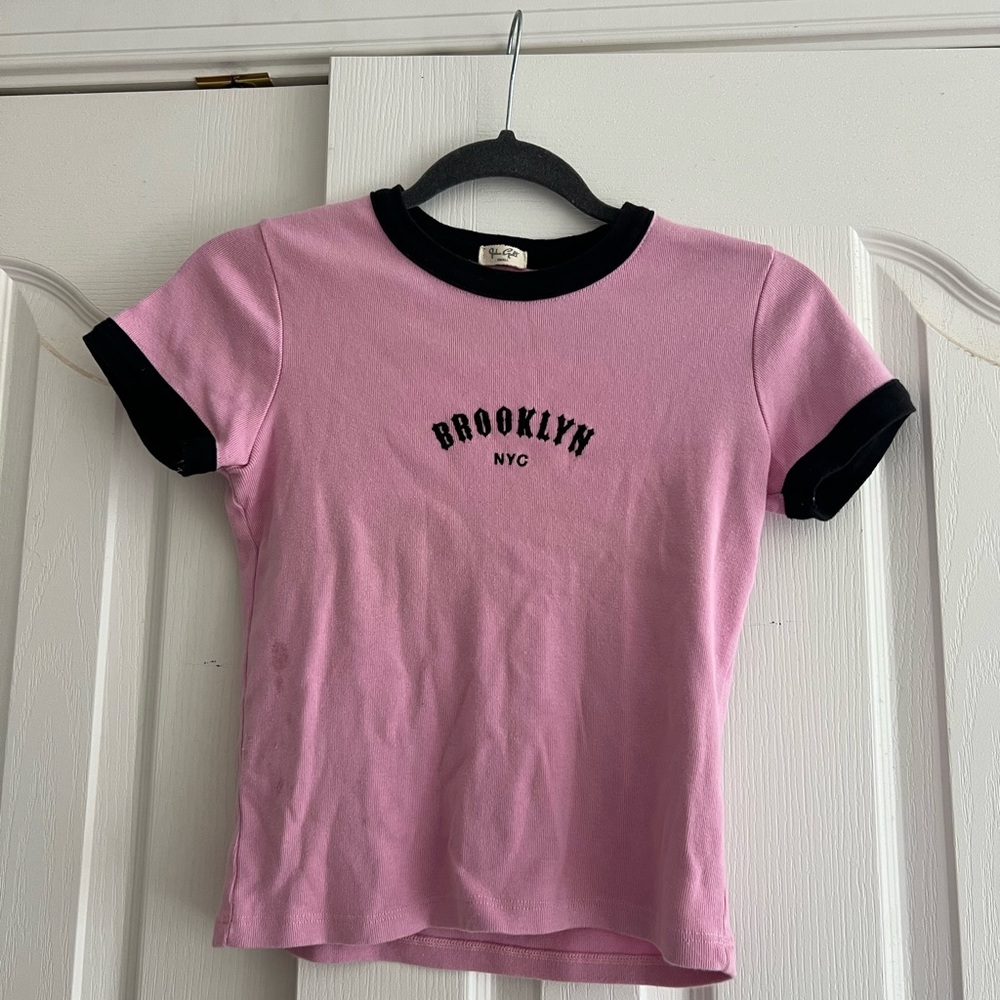 Brandy Melville pink Brooklyn baby tee